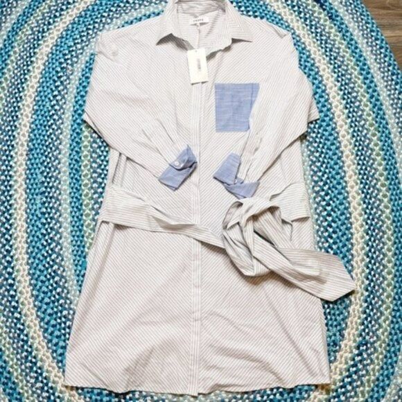 Frame Stripe Wrap Dress Long Sleeve T Shirt Dress Front Buttons sz Small NWT - Picture 4 of 8